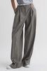 Wool Blend Pinstripe Wide Leg Trousers in Grey