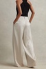 Satin Wide Leg Trousers in Champagne