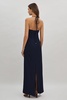 Halston Rosette Maxi Dress in Navy