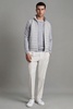 Hybrid Quilt and Knit Zip-Through Gilet in Soft Grey