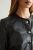 Cropped Leather Jacket in Black