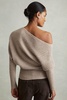 Wool-Cashmere Off-The-Shoulder Draped Jumper in Neutral