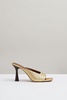 Leather Heeled Mules in Gold