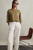 Relaxed Satin Blouse in Khaki