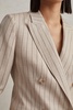 Wool Blend Striped Double Breasted Blazer in Neutral