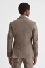 Slim Fit Single Breasted Moleskin Blazer in Mushroom