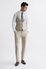 Horse Shoe Slim Fit Six Button Wool Waistcoat in Stone