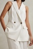 Viscose Linen Double Breasted Suit Waistcoat in White