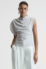 Asymmetric Draped Top in Silver