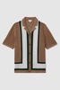 Embroidered Cuban Collar Shirt in Camel/Green