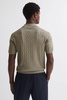 Half-Zip Textured Polo T-Shirt in Taupe