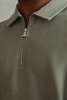 Textured Cotton Half-Zip Polo Shirt in Pistachio