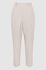 Tapered Linen Trousers in Oatmeal