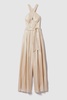 Viscose Linen Wide Leg Jumpsuit in Neutral