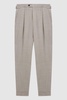 Slim Fit Brushed Wool Trousers in Oatmeal