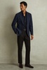 Charles Navy Checked Single Breasted Blazer