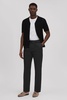 Relaxed Tapered Belted Trousers in Black