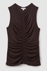 Lyocell-Wool Ruched Vest in Chocolate