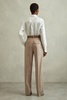 Petite Wool Pleat Front Wide Leg Suit Trousers in Neutral