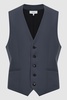 Five Button Wool Slim Fit Waistcoat in Airforce Blue