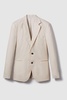 Slim Fit Single Breasted Linen Blazer in Stone