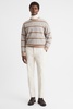 Wool Fairisle Pattern Crew Neck Jumper in Camel