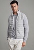 Hybrid Quilt and Knit Zip-Through Gilet in Soft Grey