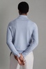 Merino Wool Half-Zip Funnel Neck Jumper in Soft Blue Melange