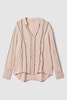 Contrast Trim Ruffle Blouse in Nude