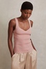 Ribbed Sweetheart Neck Top in Blush