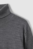 Slim Fit Merino Wool Roll Neck Jumper in Derby Grey Marl