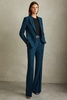 Petite Tailored Single Breasted Suit Blazer in Teal