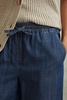 Denim Look Wide Leg Trousers in Mid Blue