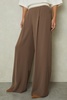 Wide Leg Elasticated Trousers in Mocha Brown