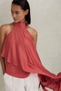 Asymmetric Draped Blouse in Coral