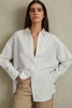 Relaxed Fit Lyocell-Linen Button-Through Shirt in White