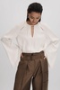 Cut-Out Flute Sleeve Blouse in Ivory