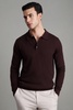 Merino Wool Polo Shirt in Dark Bordeaux