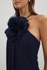 Halston Rosette Maxi Dress in Navy