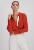 Contrast Trim Button-Through Shirt in Red