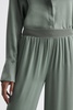 Petite Wide Leg Elasticated Waist Trousers in Sage