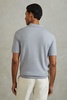 Merino Wool Polo Shirt in Soft Blue Melange