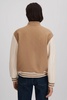 Premium Wool Blend Bomber Jacket in Camel/Cream