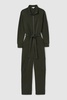 Belted Loopback-Jersey Jumpsuit in Khaki