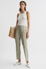 Tapered Linen Trousers in Khaki