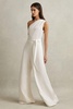 One-Shoulder Belted Jumpsuit in Ivory