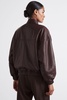 Atelier Leather Latched-Collar Bomber Jacket in Berry