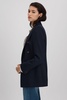 Lana Navy Tailored Textured Wool Blend Double Breasted Blazer