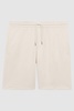 Slim Fit Drawstring Shorts in Ecru