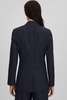 Wool Blend Denim Look Suit Blazer in Navy